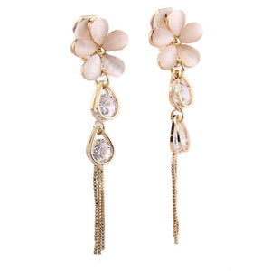 Opal Stone Flower Clip on Earrings - Sissy Panty Shop