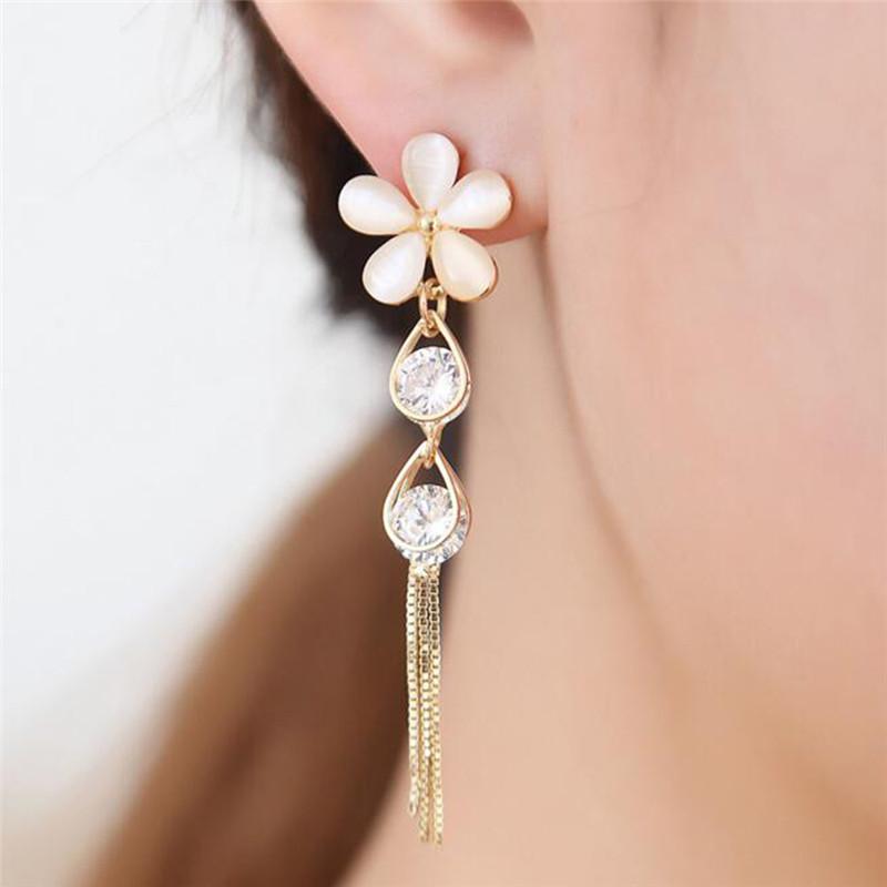 Opal Stone Flower Clip on Earrings - Sissy Panty Shop