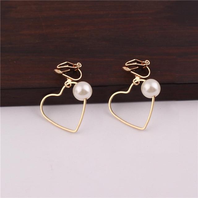 Faux Pearl Heart Clip On Earrings - Sissy Panty Shop