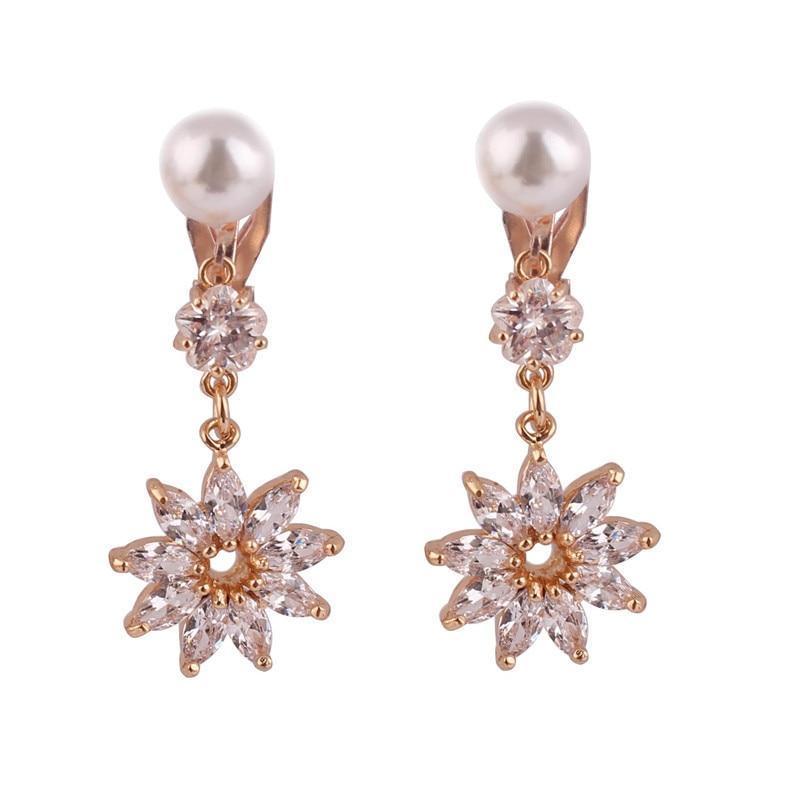 Faux Pearl & Crystal Clip on Earrings - Sissy Panty Shop