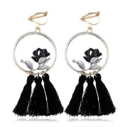 Rose Tassel Clip on Earrings - Sissy Panty Shop