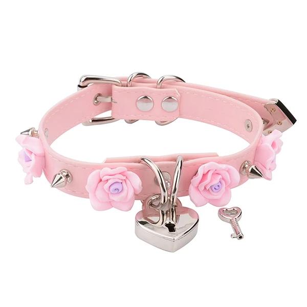 "Sissy Elsa" Rose Lockable Choker - Sissy Panty Shop