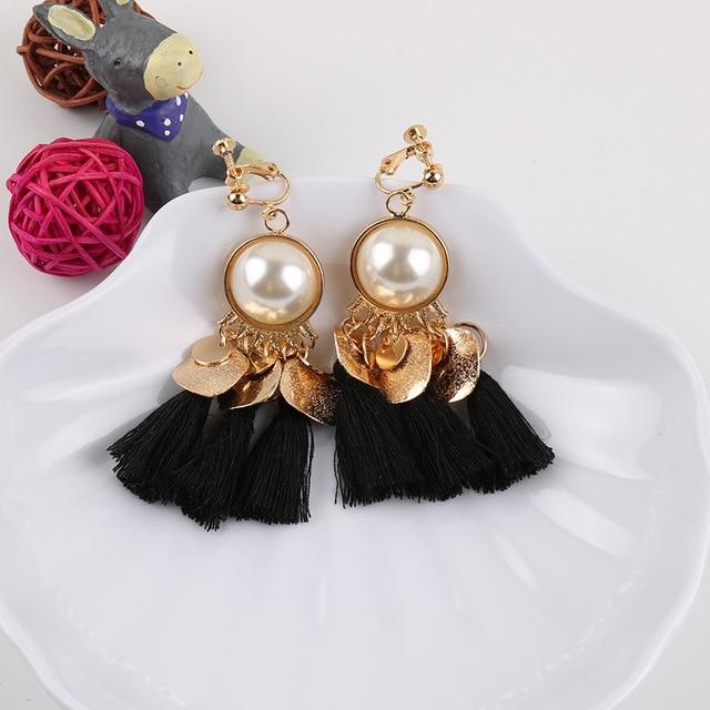 Faux Pearl Tassel Clip On Earrings - Sissy Panty Shop