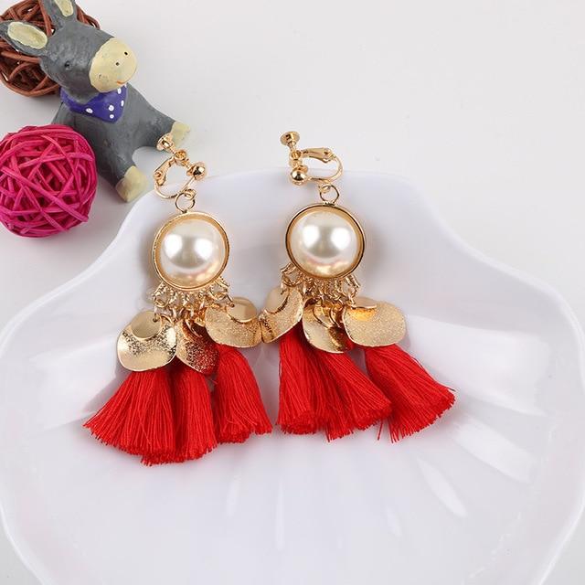 Faux Pearl Tassel Clip On Earrings - Sissy Panty Shop