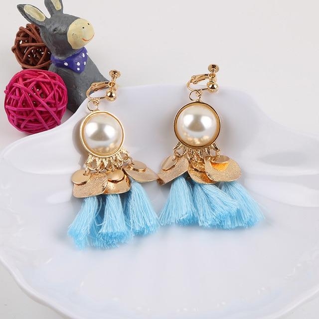 Faux Pearl Tassel Clip On Earrings - Sissy Panty Shop