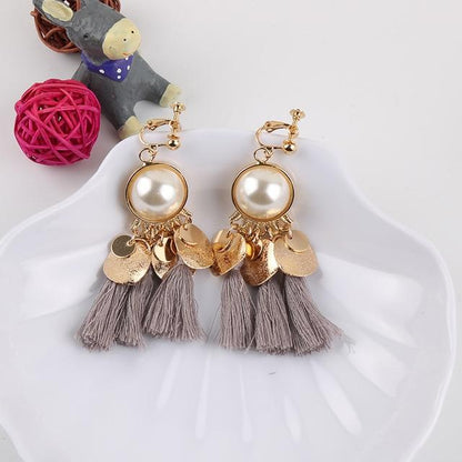 Faux Pearl Tassel Clip On Earrings - Sissy Panty Shop