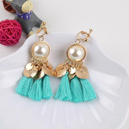 Faux Pearl Tassel Clip On Earrings - Sissy Panty Shop