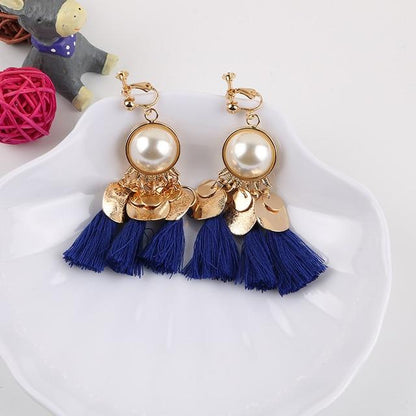 Faux Pearl Tassel Clip On Earrings - Sissy Panty Shop