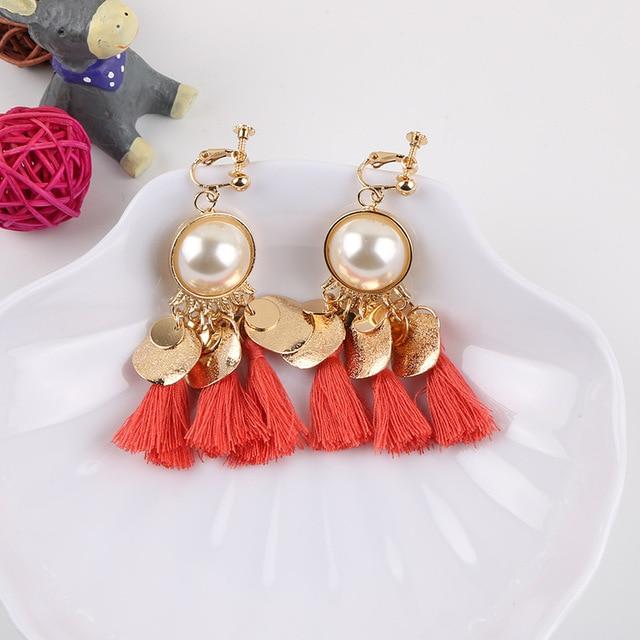 Faux Pearl Tassel Clip On Earrings - Sissy Panty Shop