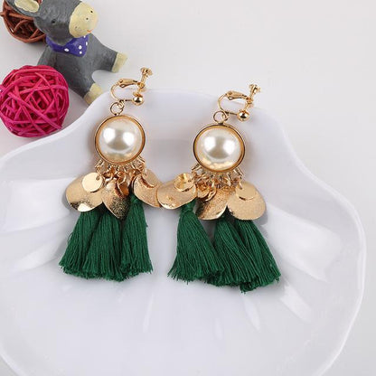 Faux Pearl Tassel Clip On Earrings - Sissy Panty Shop