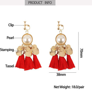 Faux Pearl Tassel Clip On Earrings - Sissy Panty Shop