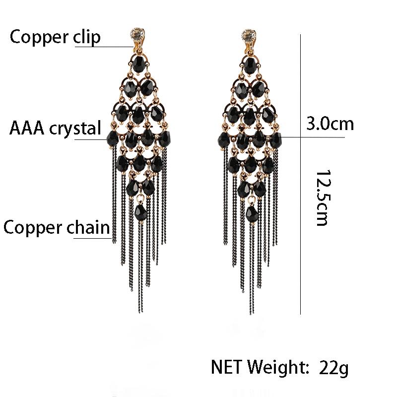 Tassel Crystal Clip On Earrings - Sissy Panty Shop