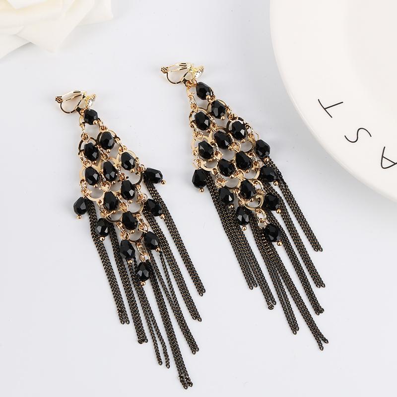 Tassel Crystal Clip On Earrings - Sissy Panty Shop