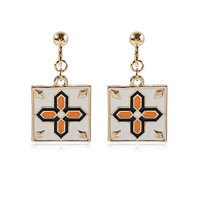 Square Cross Clip on Earrings - Sissy Panty Shop