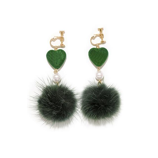 Mink Fur Ball Clip on Earrings - Sissy Panty Shop