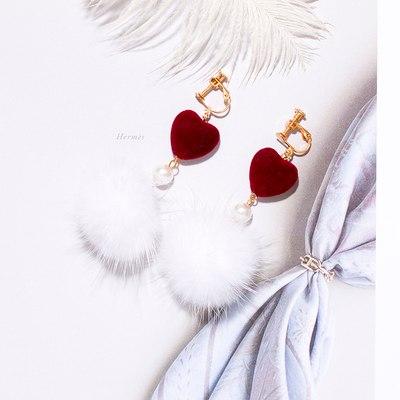 Mink Fur Ball Clip on Earrings - Sissy Panty Shop