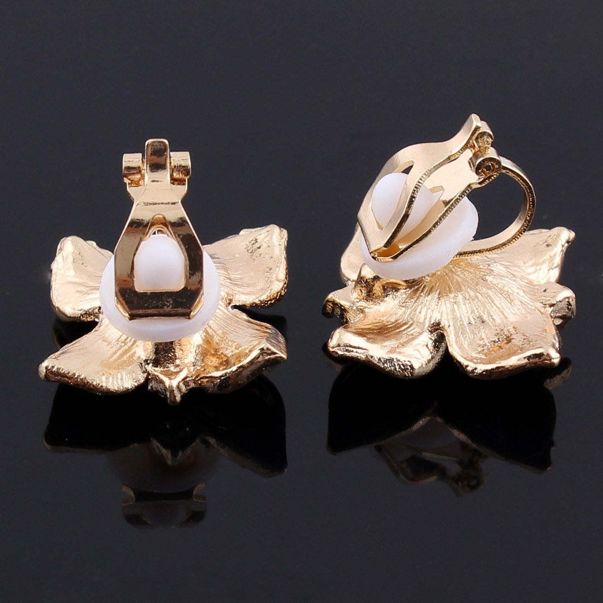 Blue Crystal Flower Clip On Earrings - Sissy Panty Shop