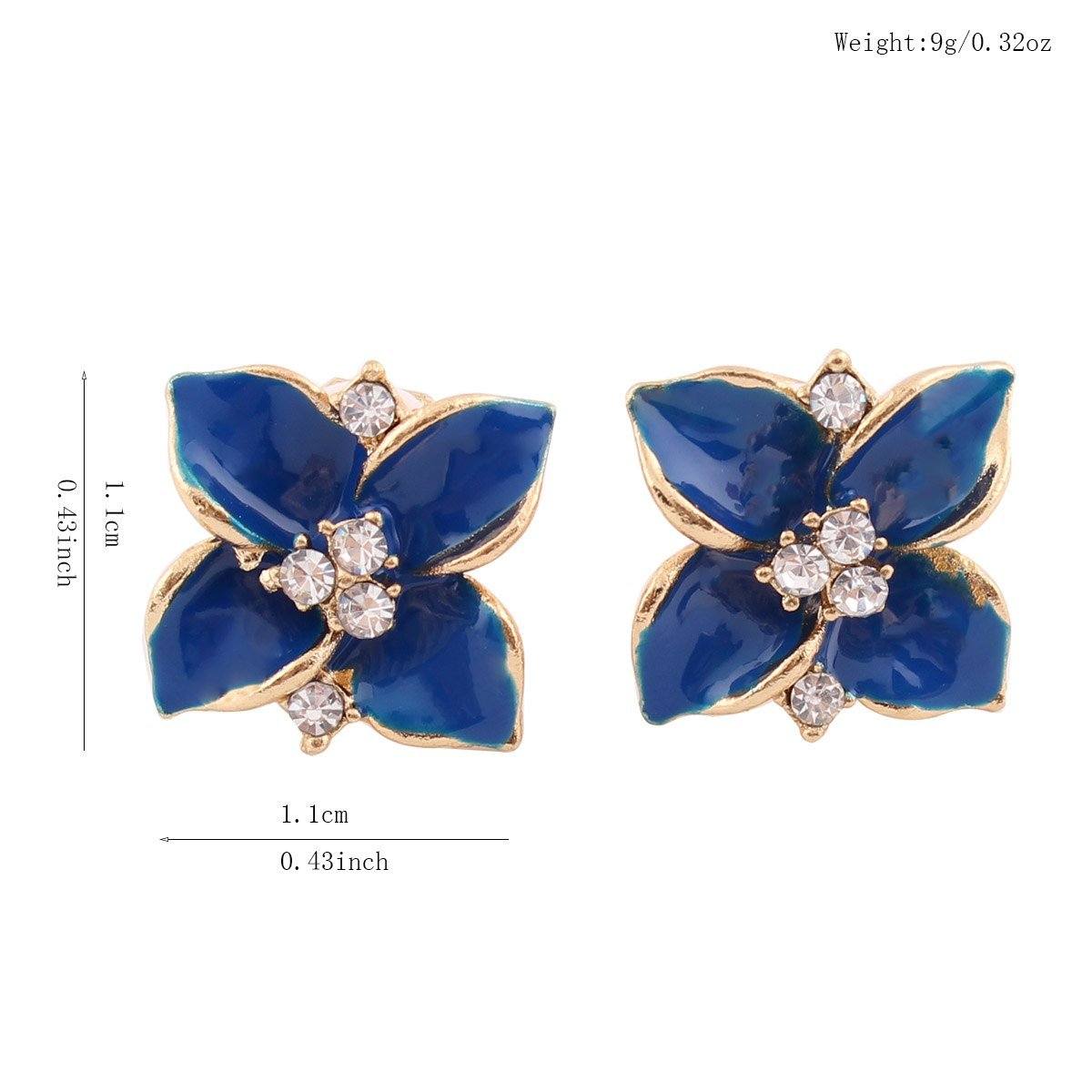Blue Crystal Flower Clip On Earrings - Sissy Panty Shop