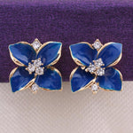 Blue Crystal Flower Clip On Earrings Sissy Panty Shop Default Title 