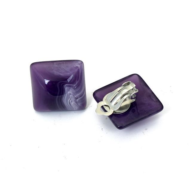 Square Clip On Earrings Sissy Panty Shop purple 