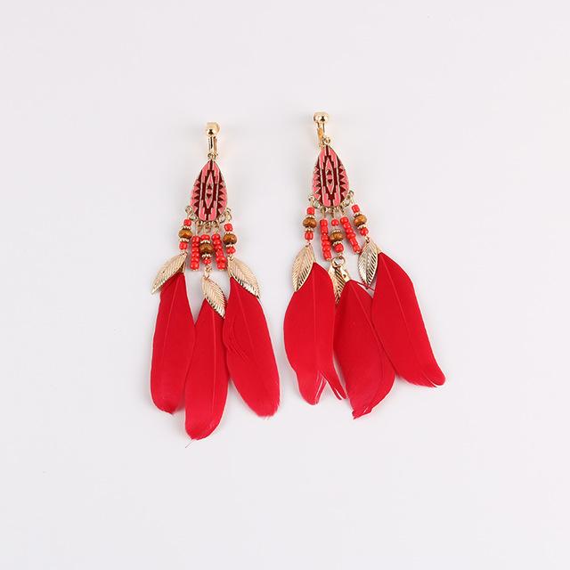 Bohemian Feather Clip on Earrings - Sissy Panty Shop