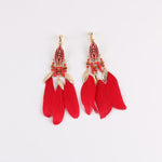 Bohemian Feather Clip on Earrings Sissy Panty Shop red 