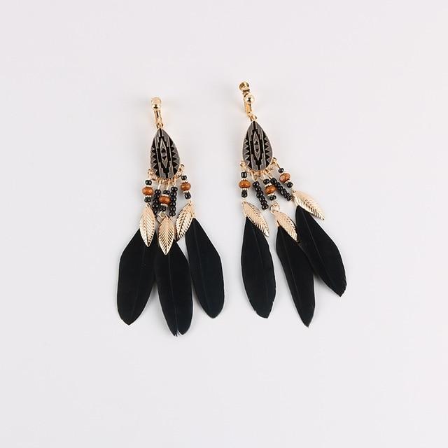 Bohemian Feather Clip on Earrings - Sissy Panty Shop