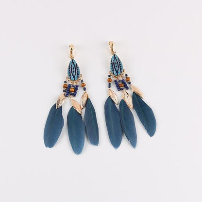 Bohemian Feather Clip on Earrings - Sissy Panty Shop