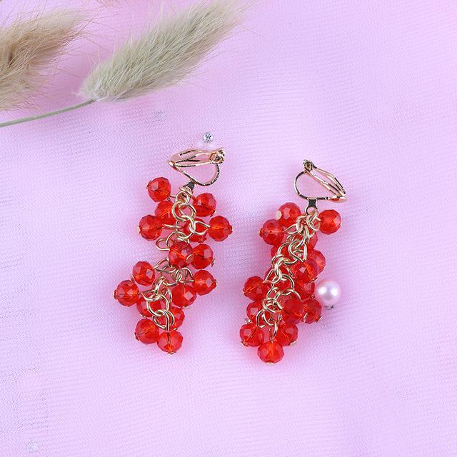 Grape Bunches Crystal Clip On Earrings - Sissy Panty Shop
