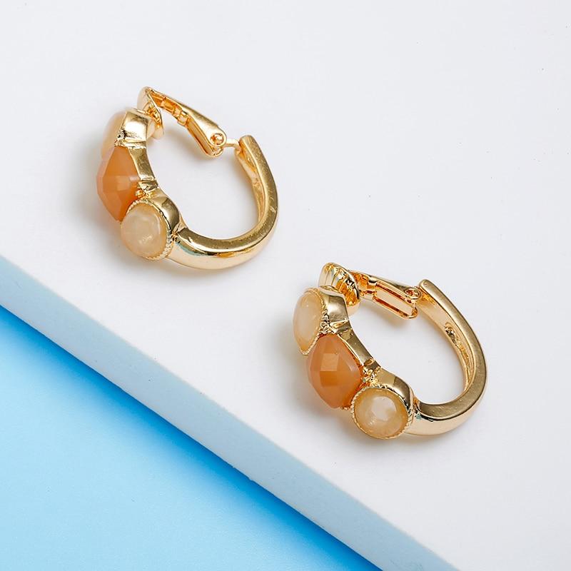 Resin Stone Clip On Hoop Earrings - Sissy Panty Shop