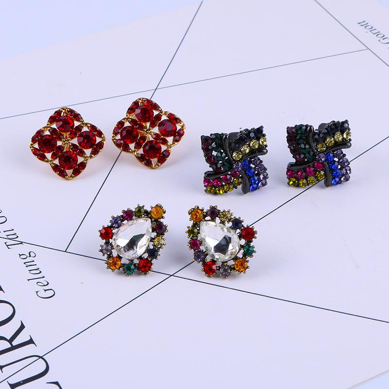 Colorful Rhinestone Clip On Earrings - Sissy Panty Shop