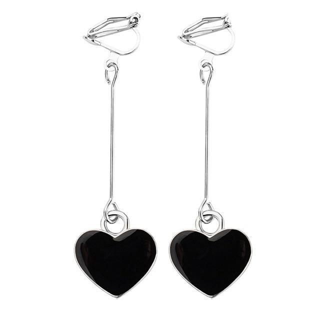 Heart Dangle Clip On Earrings - Sissy Panty Shop
