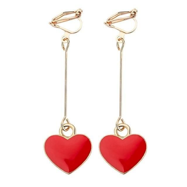 Heart Dangle Clip On Earrings - Sissy Panty Shop