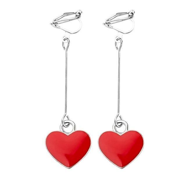 Heart Dangle Clip On Earrings - Sissy Panty Shop