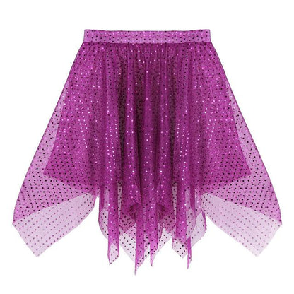 "Sissy Olga" Glitter Asymmetric Skirt - Sissy Panty Shop