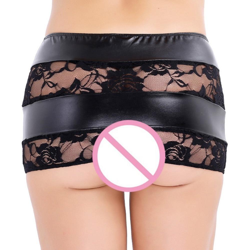 Faux Leather Lace Mini Skirt - Sissy Panty Shop