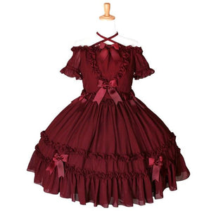 Red Off Shoulder Lolita Dress - Sissy Panty Shop