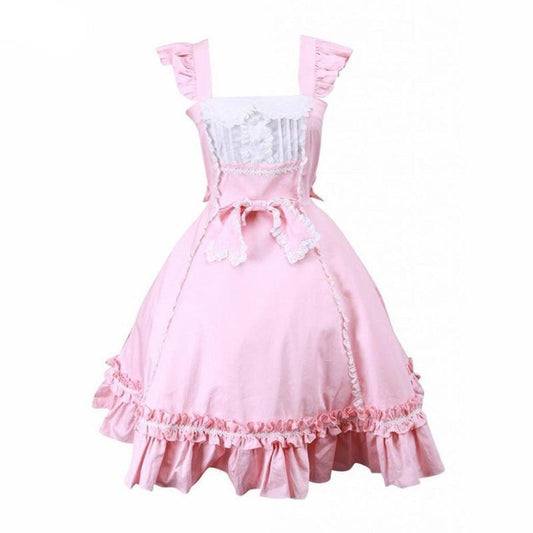 Pink Bow & Ruffles Lolita Cotton Dress - Sissy Panty Shop