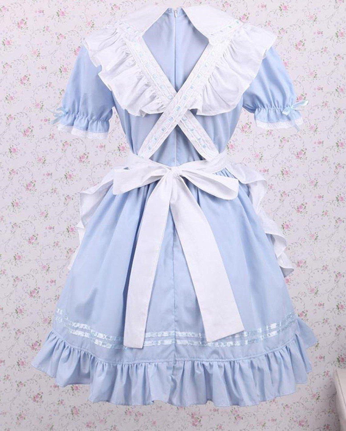 Blue Bows & Ruffles Lolita Cotton Dress - Sissy Panty Shop