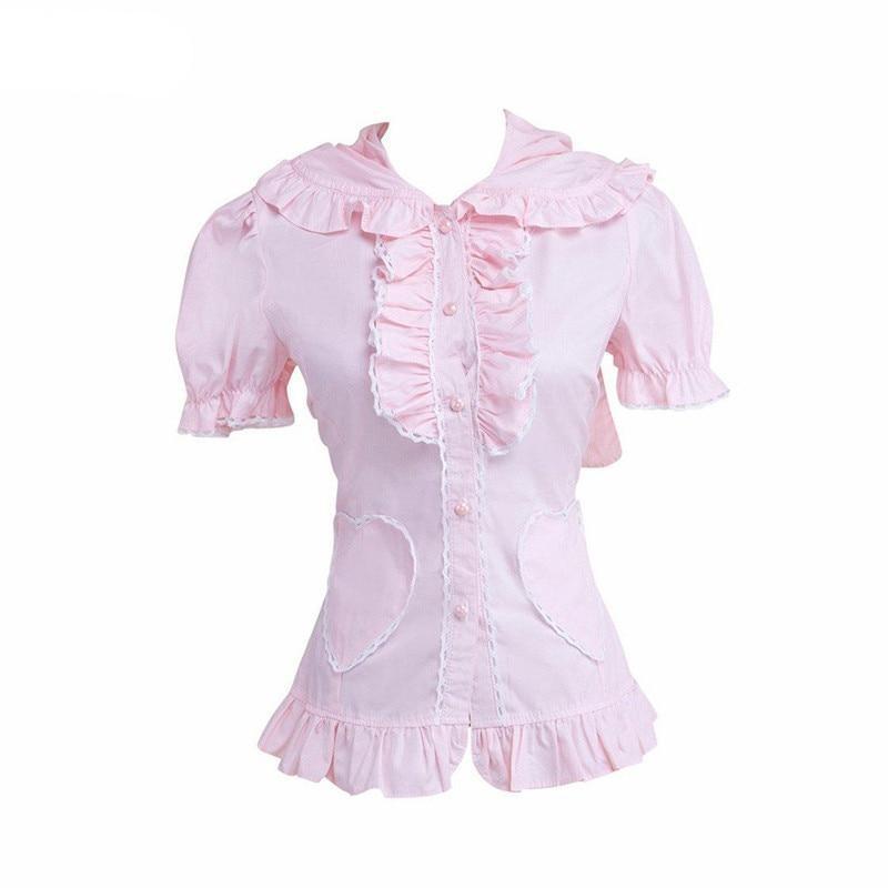 Cotton Lolita Blouse With Cap/Ribbon - Sissy Panty Shop