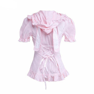 Cotton Lolita Blouse With Cap/Ribbon - Sissy Panty Shop