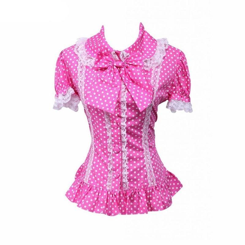 Polka Dot Cotton Lace Lolita Blouse - Sissy Panty Shop