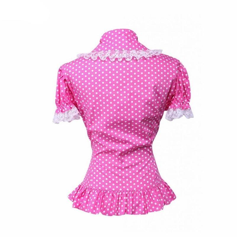 Polka Dot Cotton Lace Lolita Blouse - Sissy Panty Shop