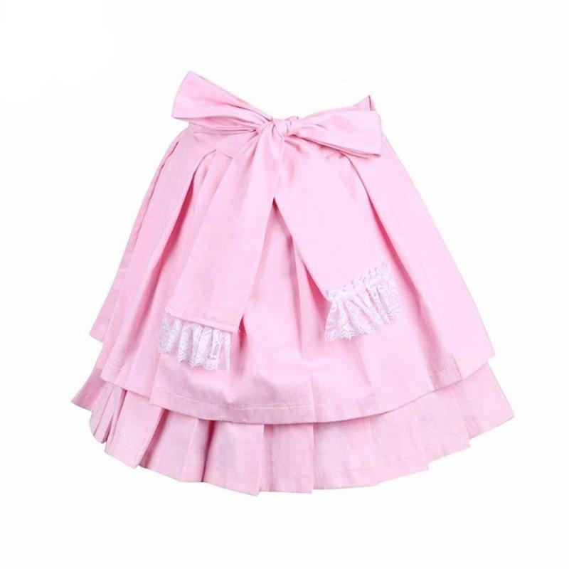 Cotton Pink Bow Pleated Lolita Skirt - Sissy Panty Shop