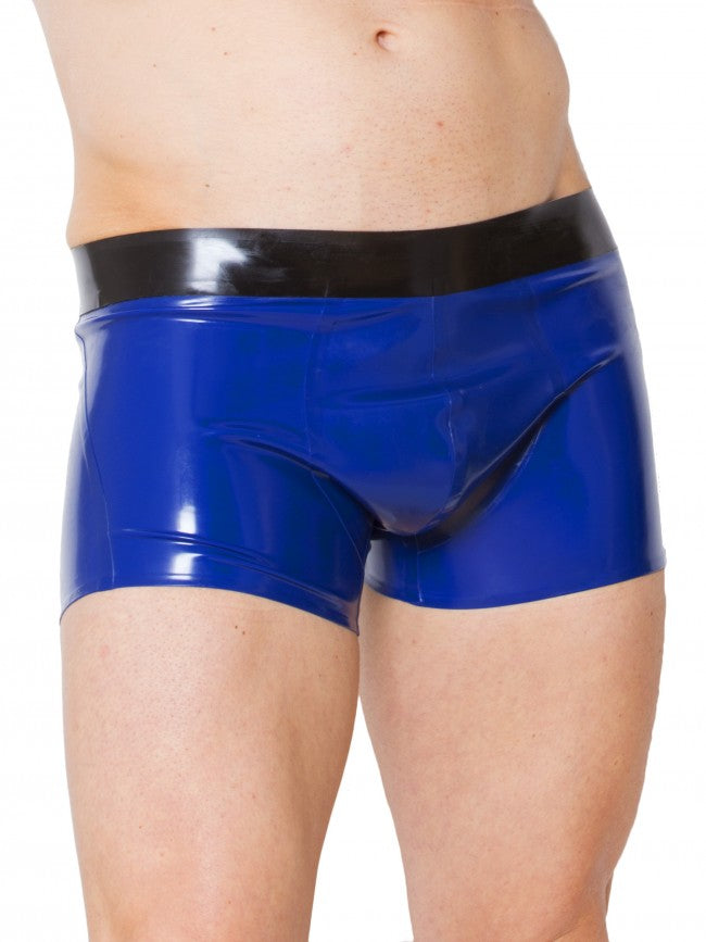Black & Blue Latex Shorts - Sissy Panty Shop