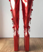Lockable Red Ballet Wedge Boots - Sissy Panty Shop