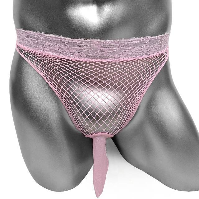 Penis Sleeve Mesh Thong - Sissy Panty Shop