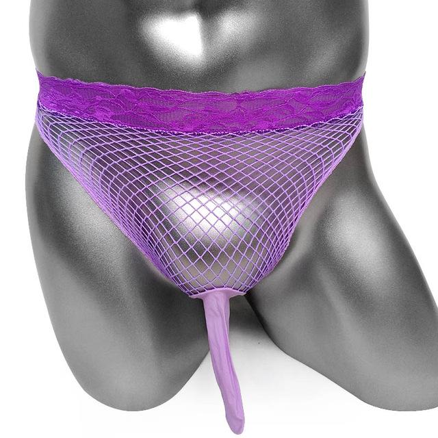 Penis Sleeve Mesh Thong - Sissy Panty Shop