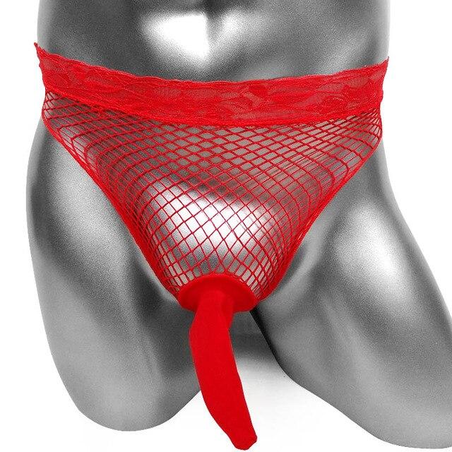 Penis Sleeve Mesh Thong - Sissy Panty Shop