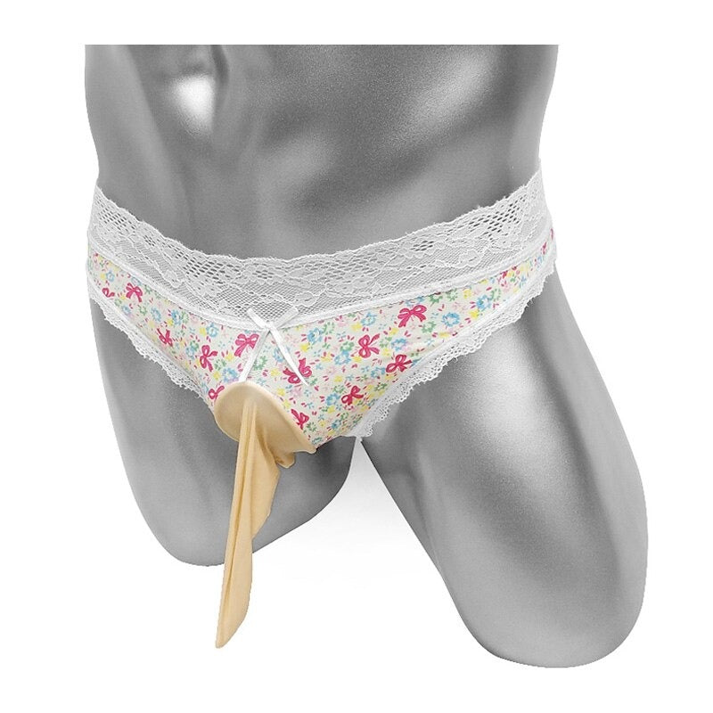 Lace Sissy Briefs Bikini with Penis Sheath - Sissy Panty Shop